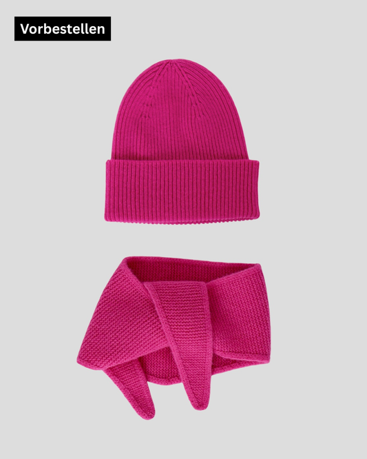 Set aus Mütze und Mini Scarf - Bright Pink