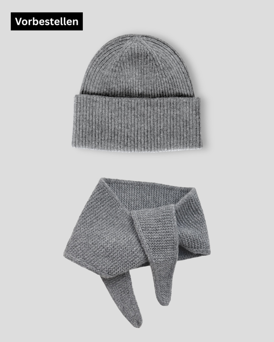 Set aus Mütze und Mini Scarf - Cloud Grey