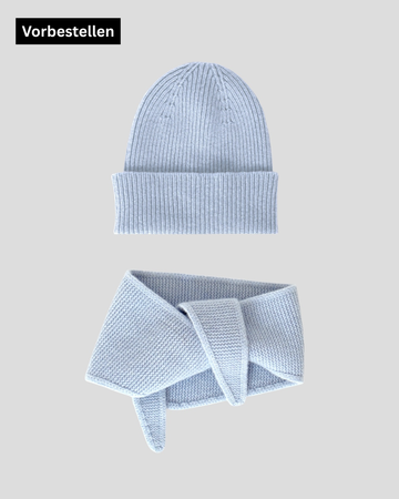Set aus Mütze und Mini Scarf - Silver Blue