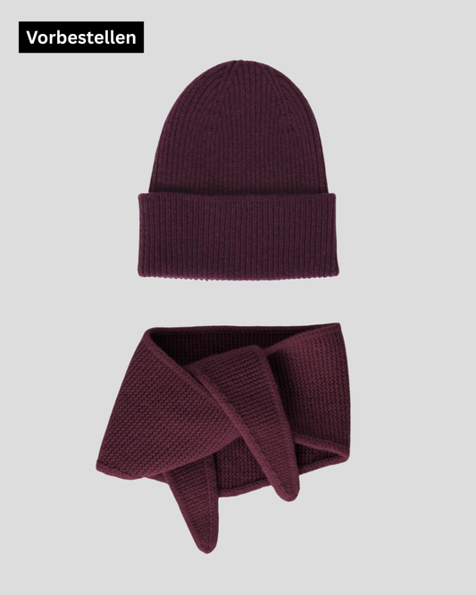 Set aus Mütze und Mini Scarf - Burgundy