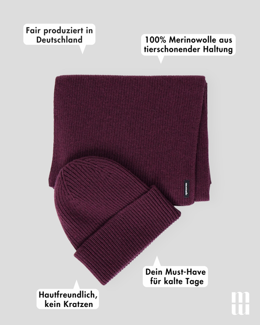 Set aus Mütze und Schal - Burgundy
