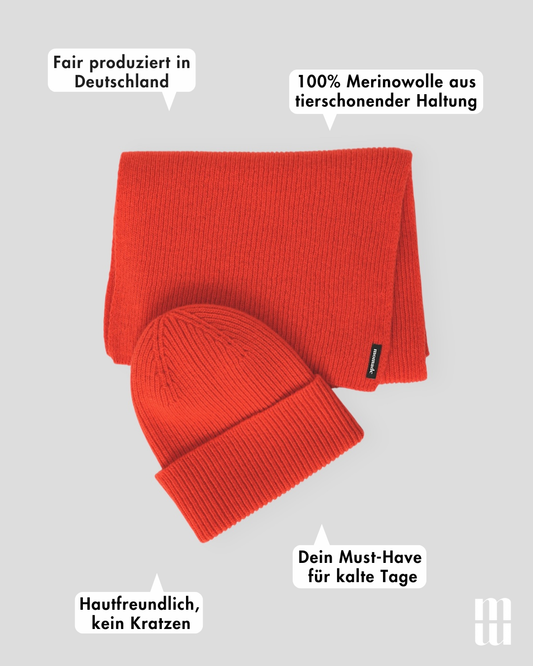 Set aus Mütze und Schal - Golden Orange