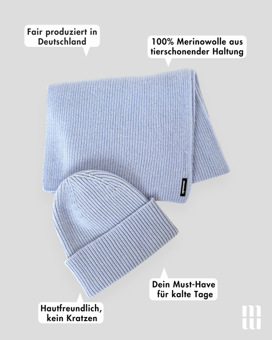 Set aus Mütze und Schal – Silver Blue