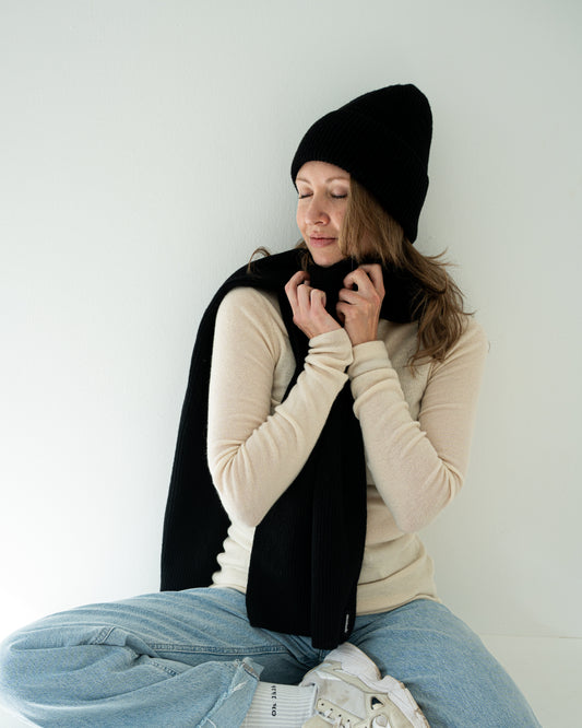 Merino Schal - Pure Black