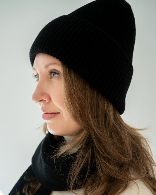 Merino Mütze - Pure Black