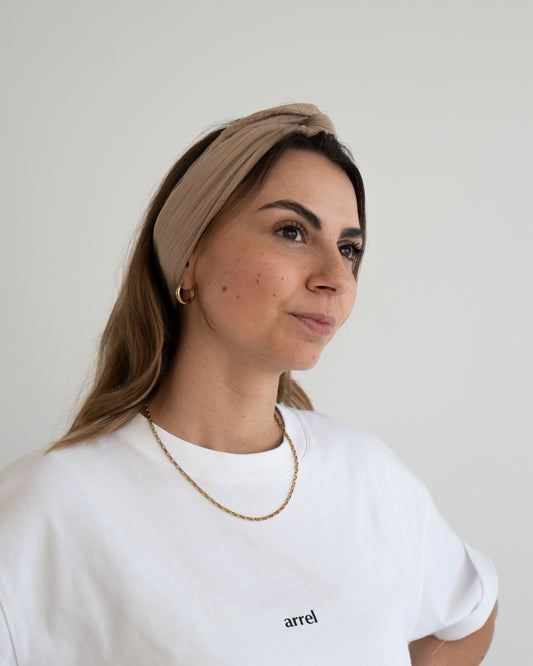 Drahthaarband Musselin – Beige