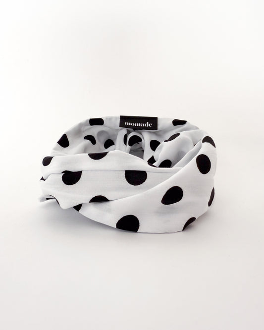 Drahthaarband Viskose – Weiß Polka Dots