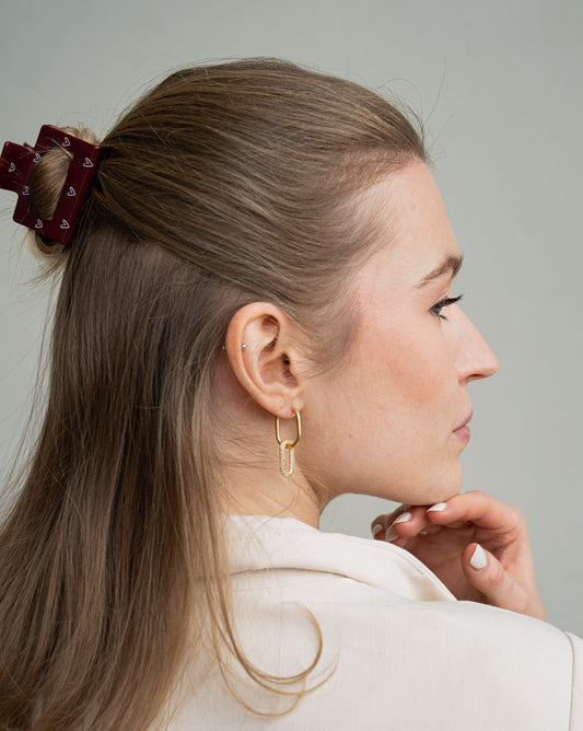 Burgundy Hearts small – Haarklammer