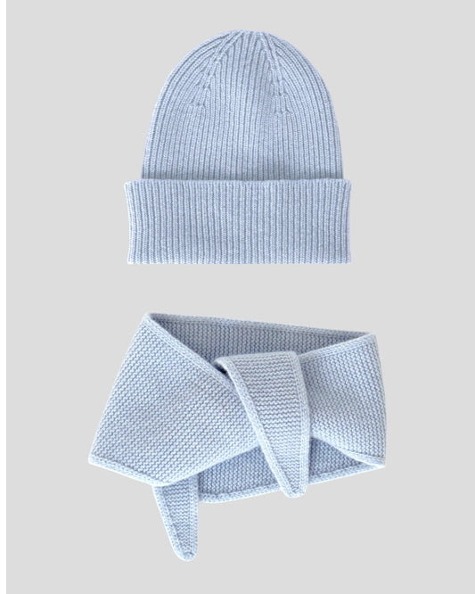 Set aus Mütze und Mini Scarf - Silver Blue
