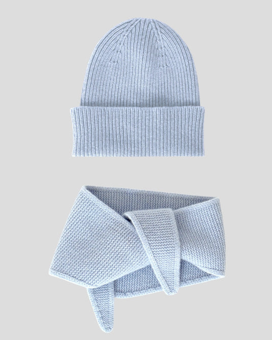 Set aus Mütze und Mini Scarf - Silver Blue