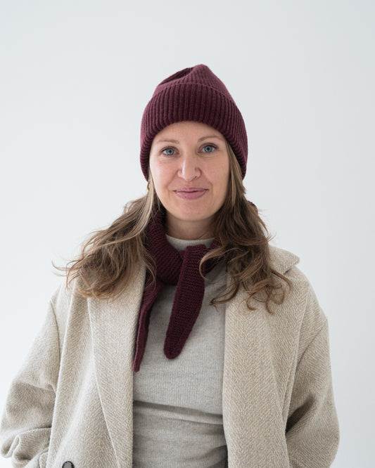 Set aus Mütze und Mini Scarf - Burgundy
