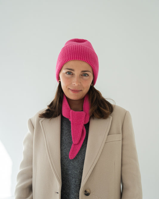 Set aus Mütze und Mini Scarf - Bright Pink