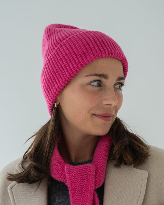 Set aus Mütze und Mini Scarf - Bright Pink