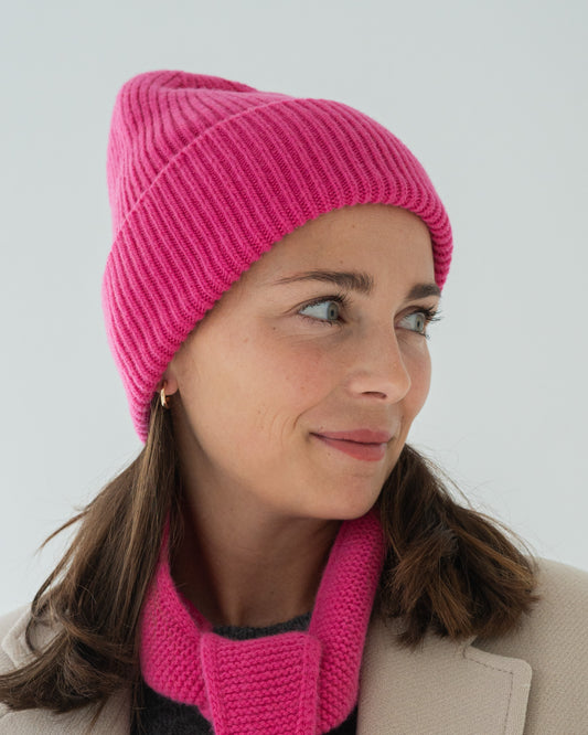 Merino Mütze - Bright Pink