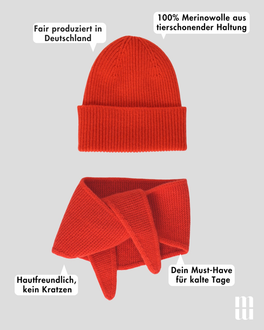 Set aus Mütze und Mini Scarf - Golden Orange