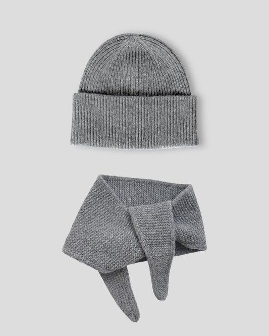 Set aus Mütze und Mini Scarf - Cloud Grey