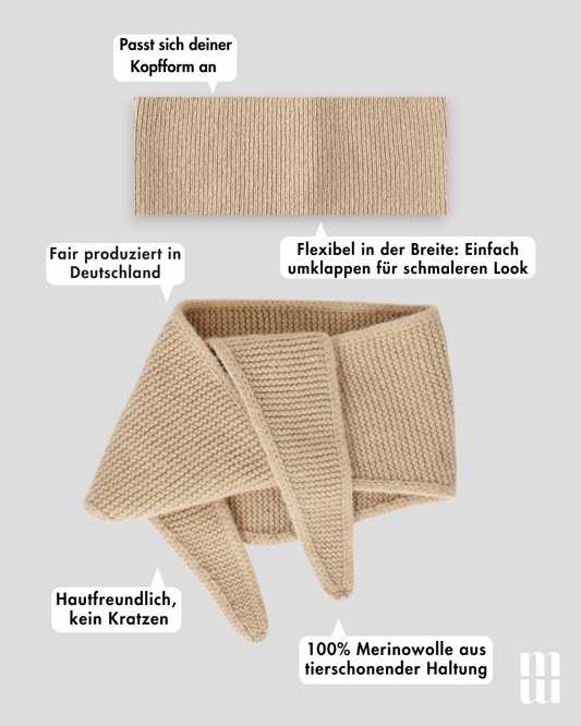 Set aus Stirnband und Mini Scarf - Light Sand