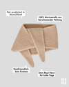 frontansicht eines minischals aus merinowolle in beige inklusive produktvorteilen
